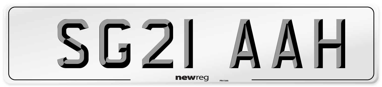SG21 AAH Number Plate from New Reg